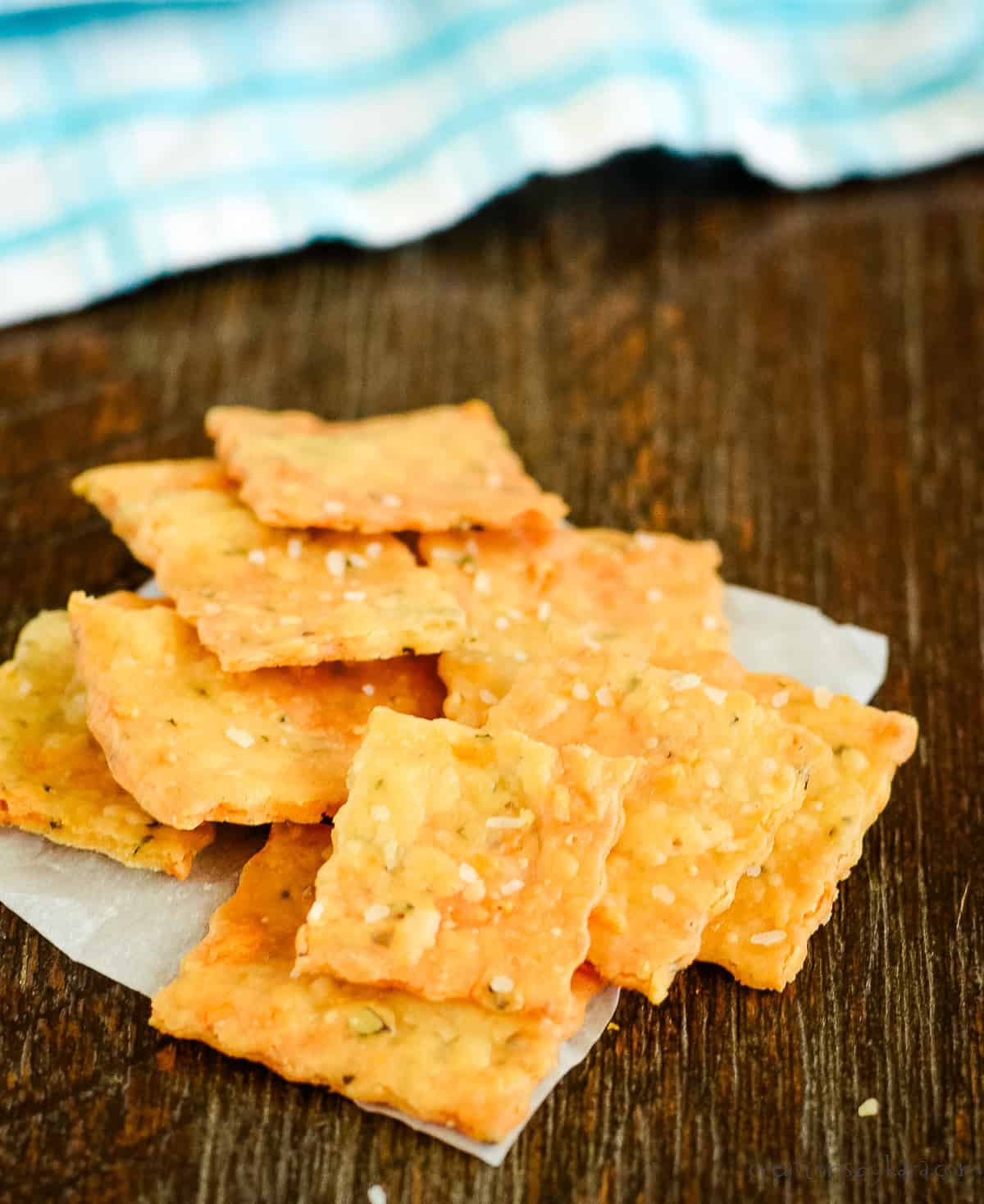 basil parmesan sourdough crackers