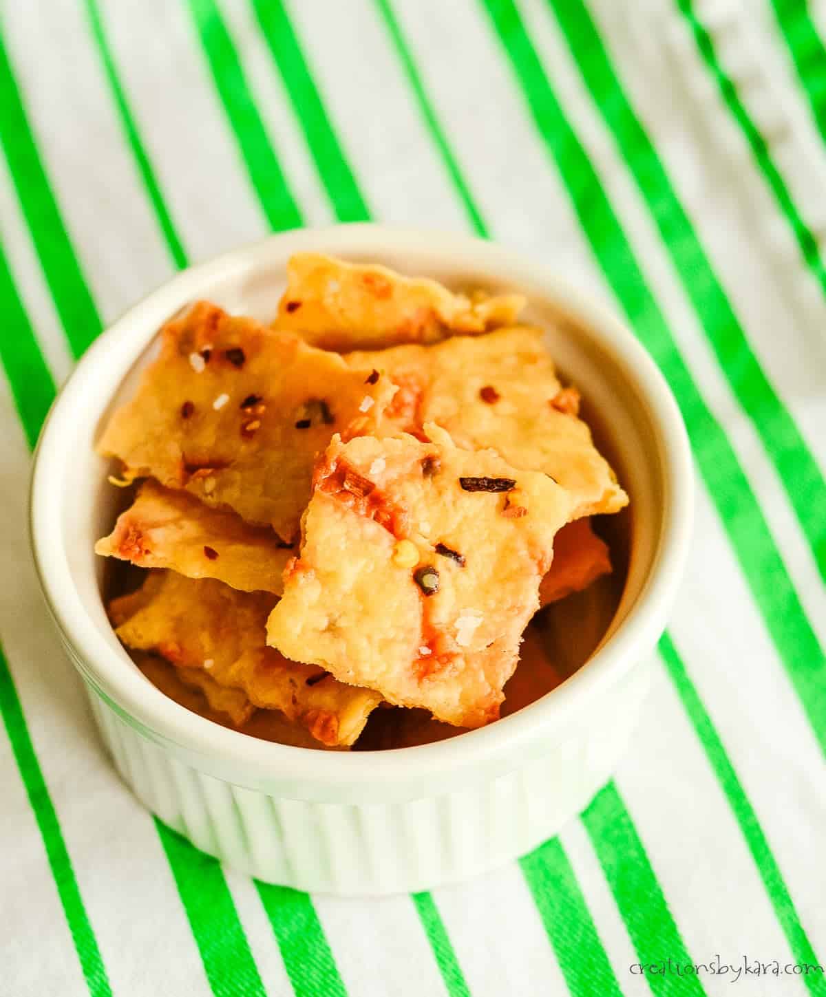 spicy sourdough crackers with pepper flakes