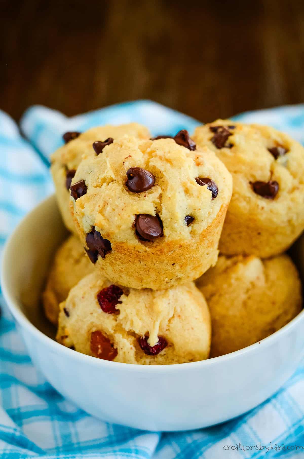 bowl of magic muffins with chocolate chips