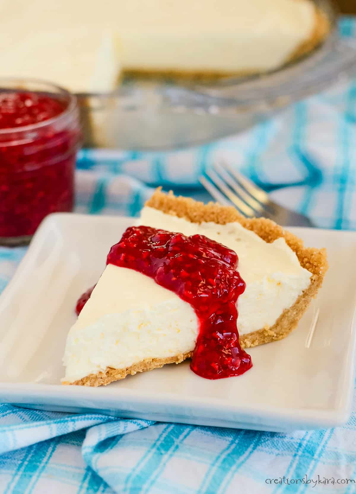 no bake cream cheese pie with raspberry compote