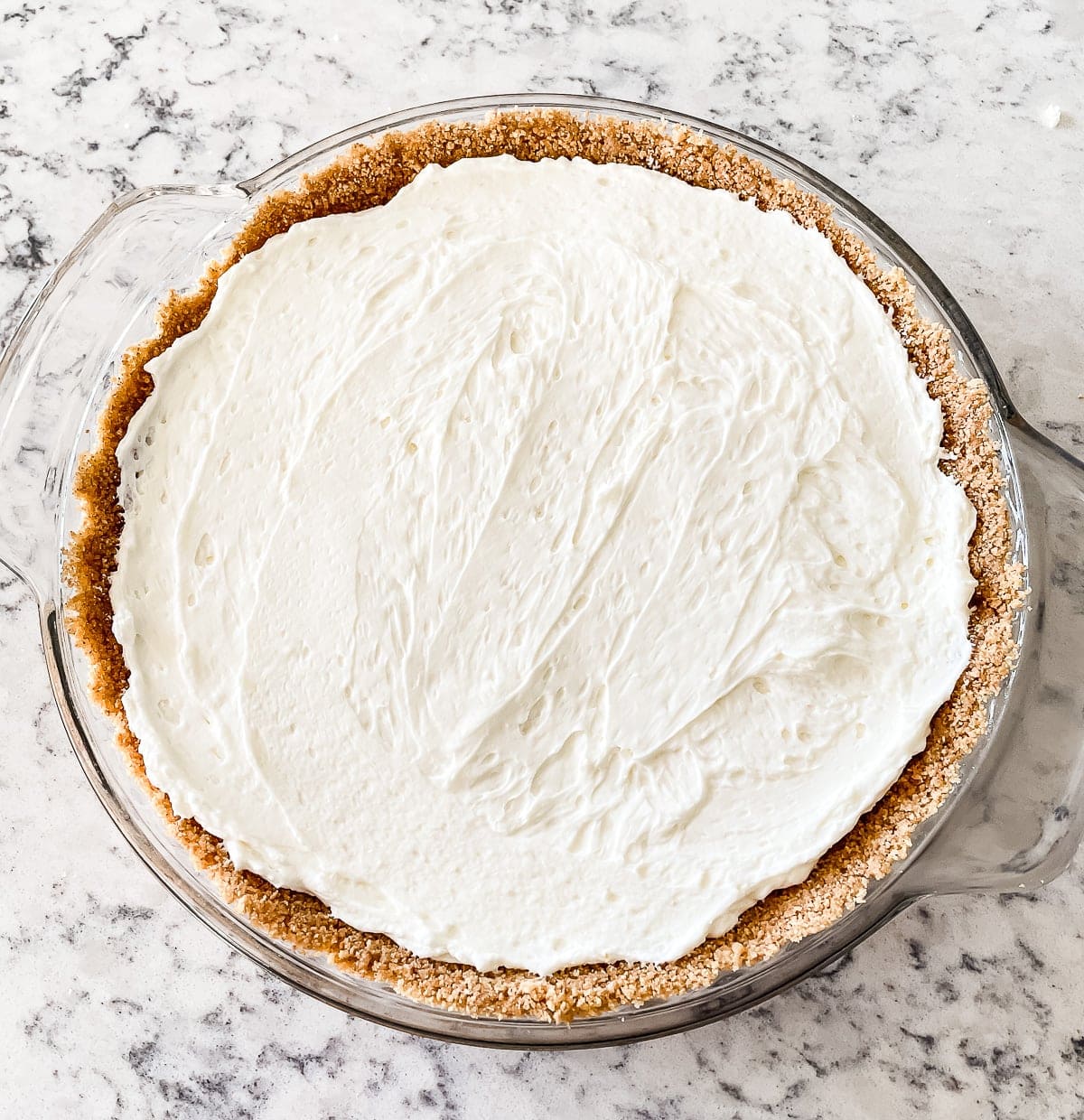 overhead shot of cream cheese pie