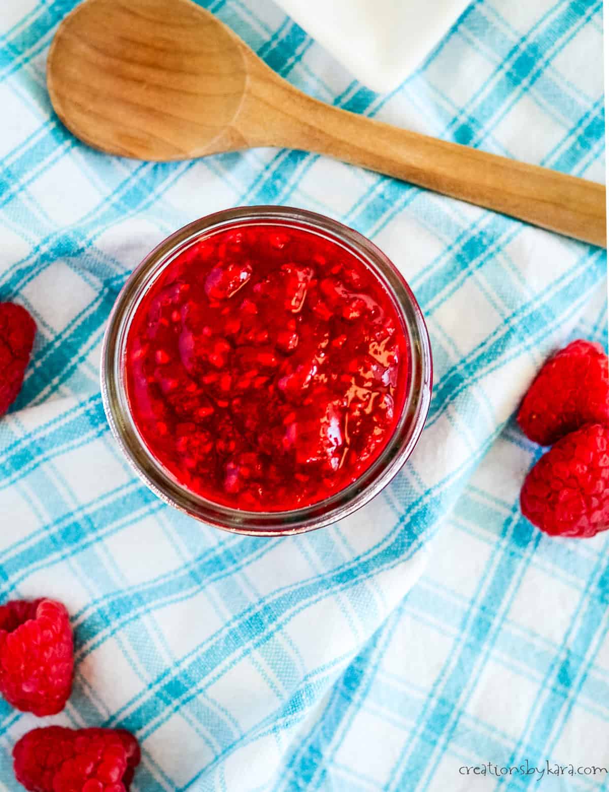 overhead shot of raspberry compote