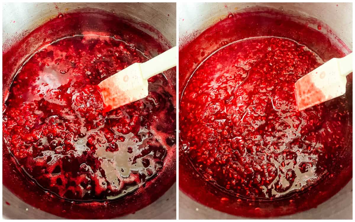 process shots for thickening raspberry compote recipe