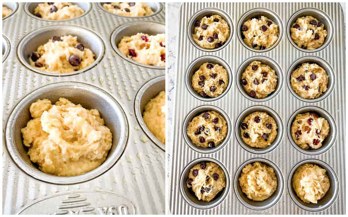 unbaked magic muffins in muffin tin