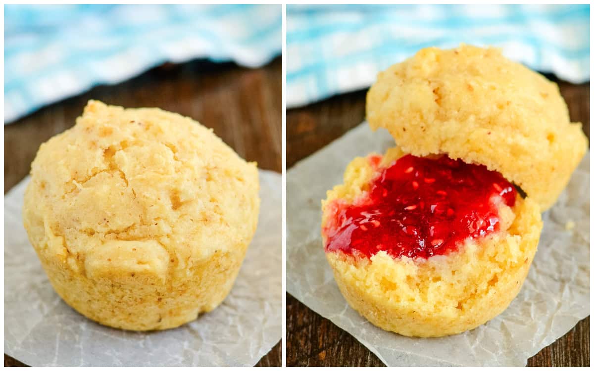 magic muffin with butter and jam