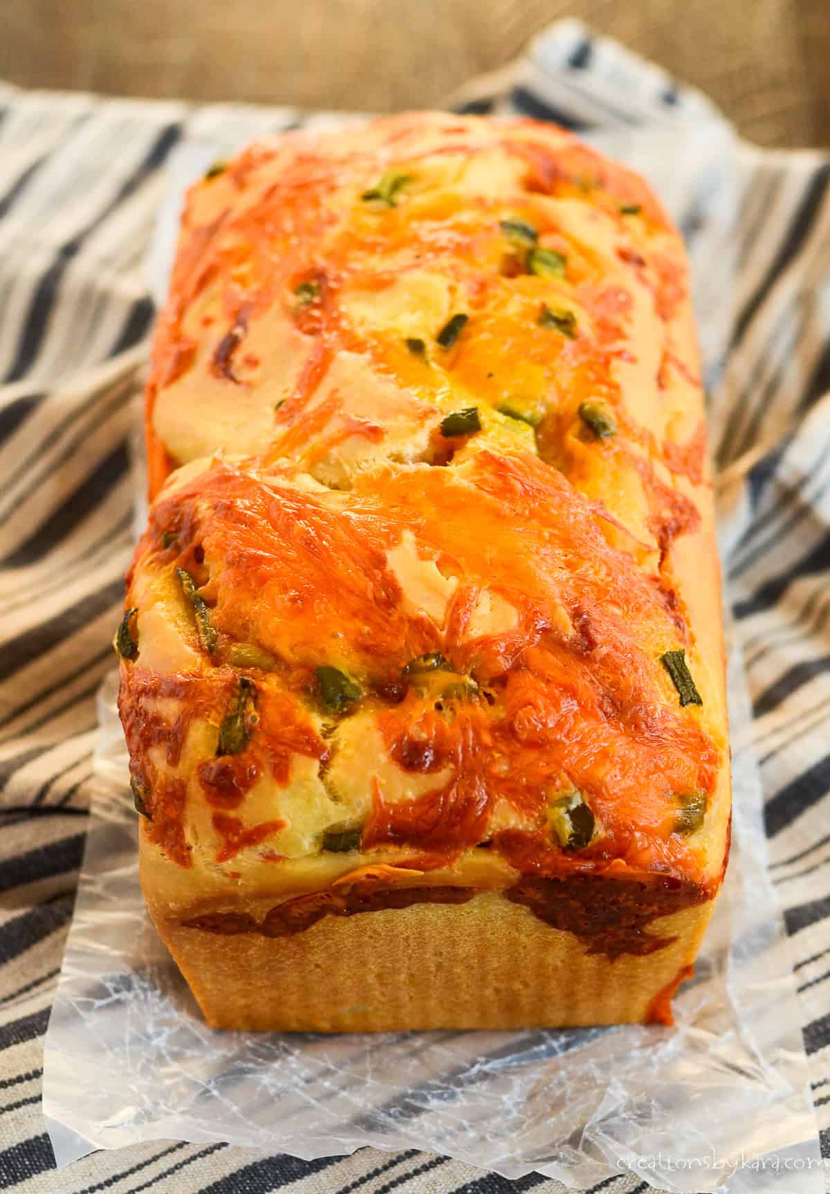 cheddar jalapeno sourdough in a loaf pan