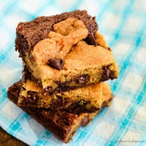 stack of homemade dominos cookie brownies