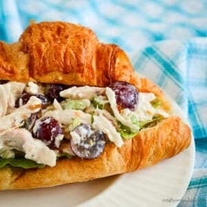 gourmet chicken salad on a croissant