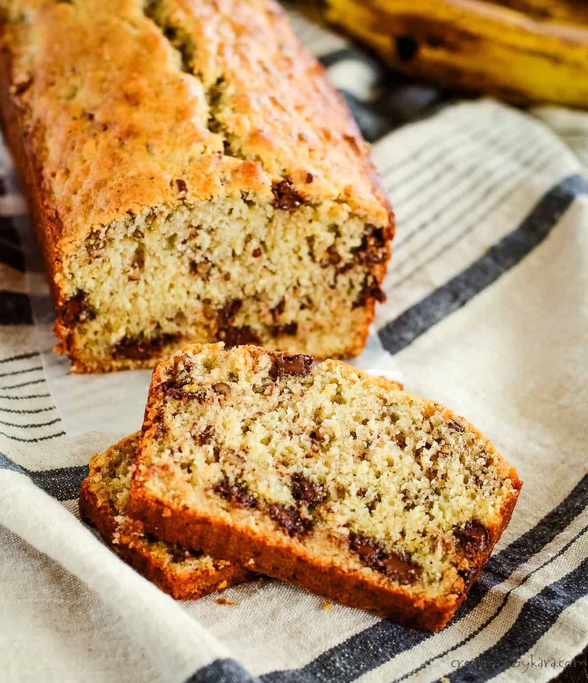 slices of sourdough discard chocolate chip banana bread