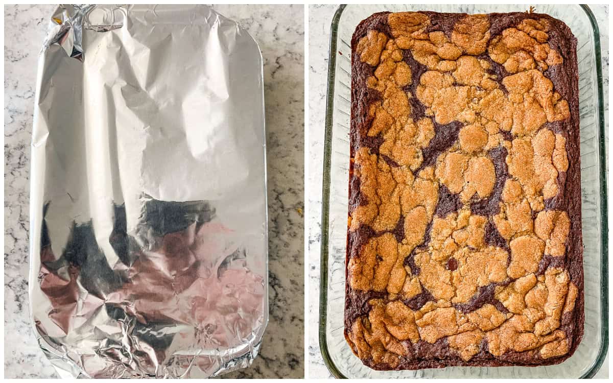domino&rsquo;s cookie brownies process shots