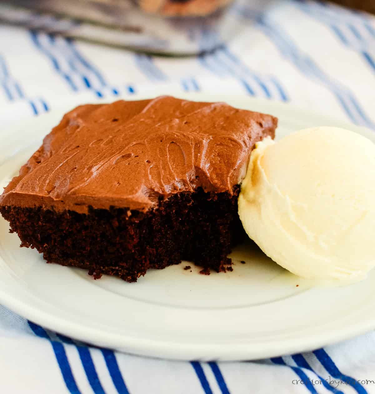 chocolate mayonnaise cake with a scoop of ice cream