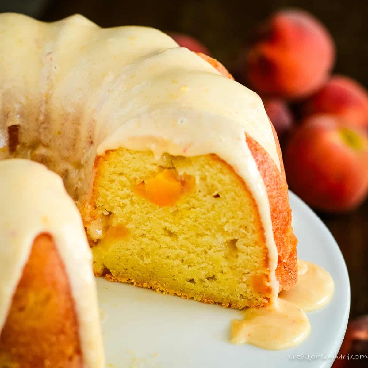 peach bundt cake with peach icing