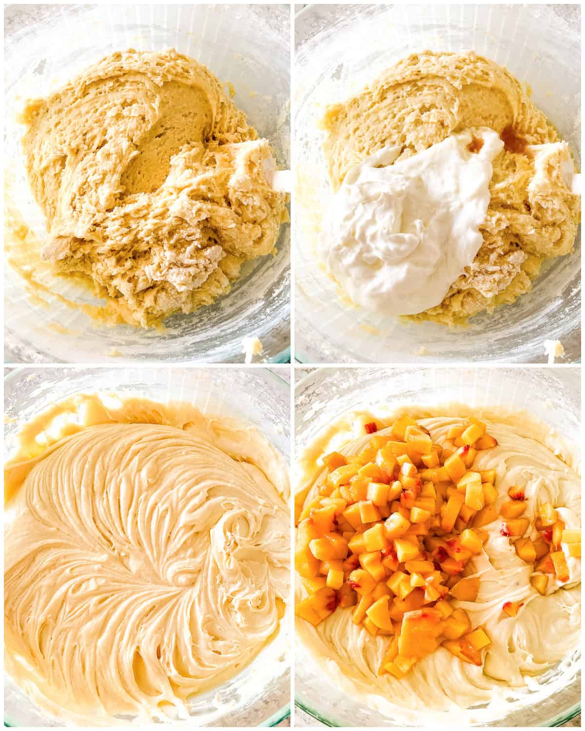 peach bundt cake recipe process shots - batter
