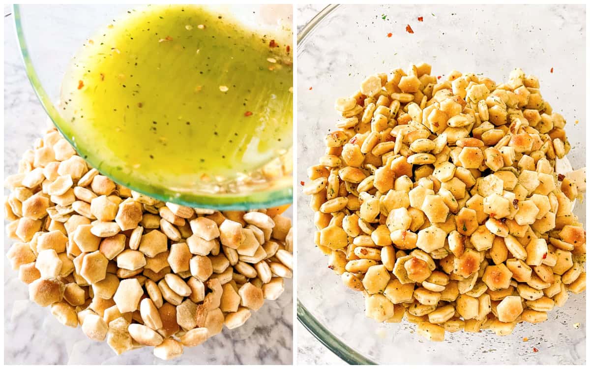 process shots for how to make spiced oyster cracker recipe