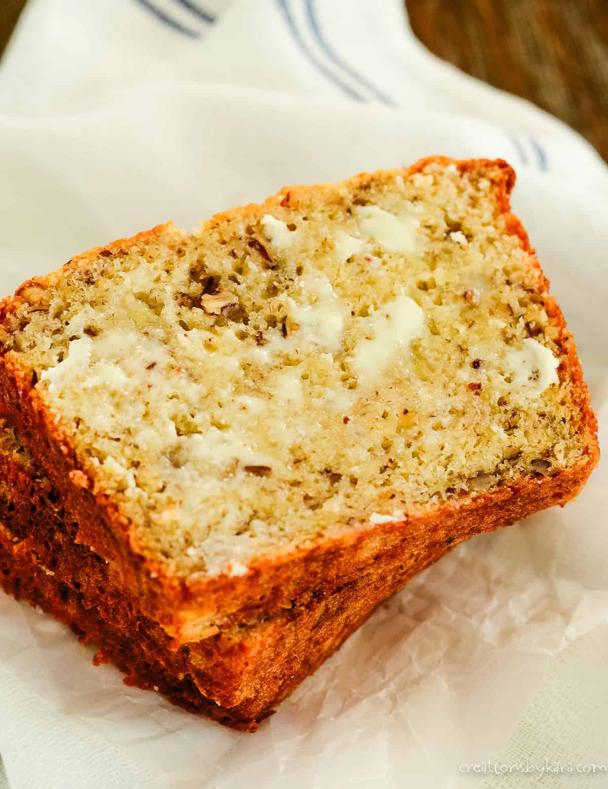 stack of slices of banana bread
