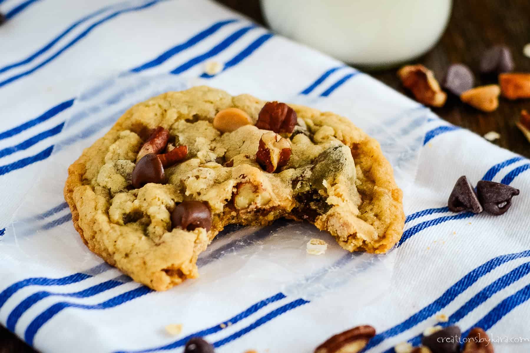 copycat magnolia silo cookie with a bite taken out of it