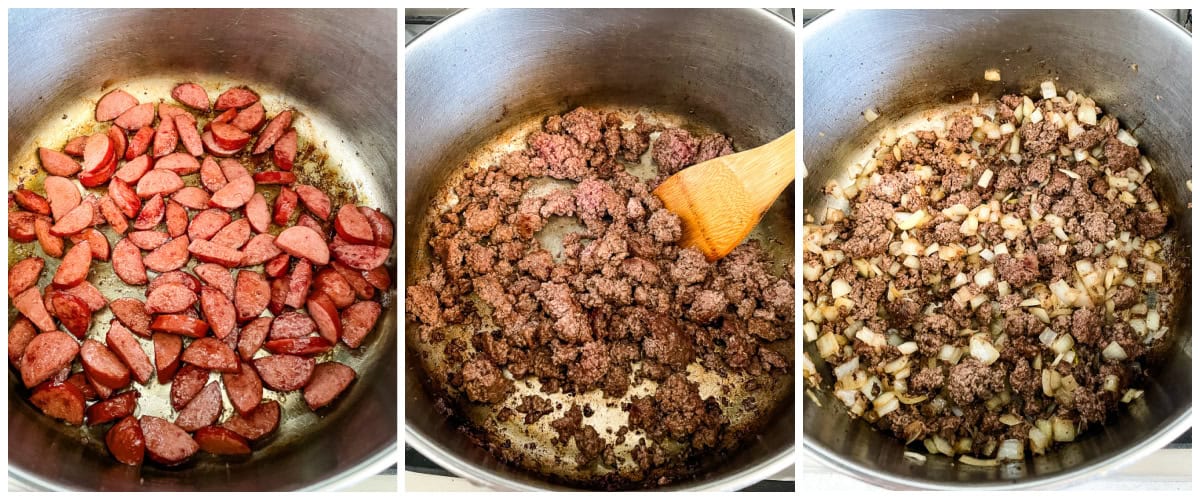 process shots - cooling meat for cowboy stew recipe