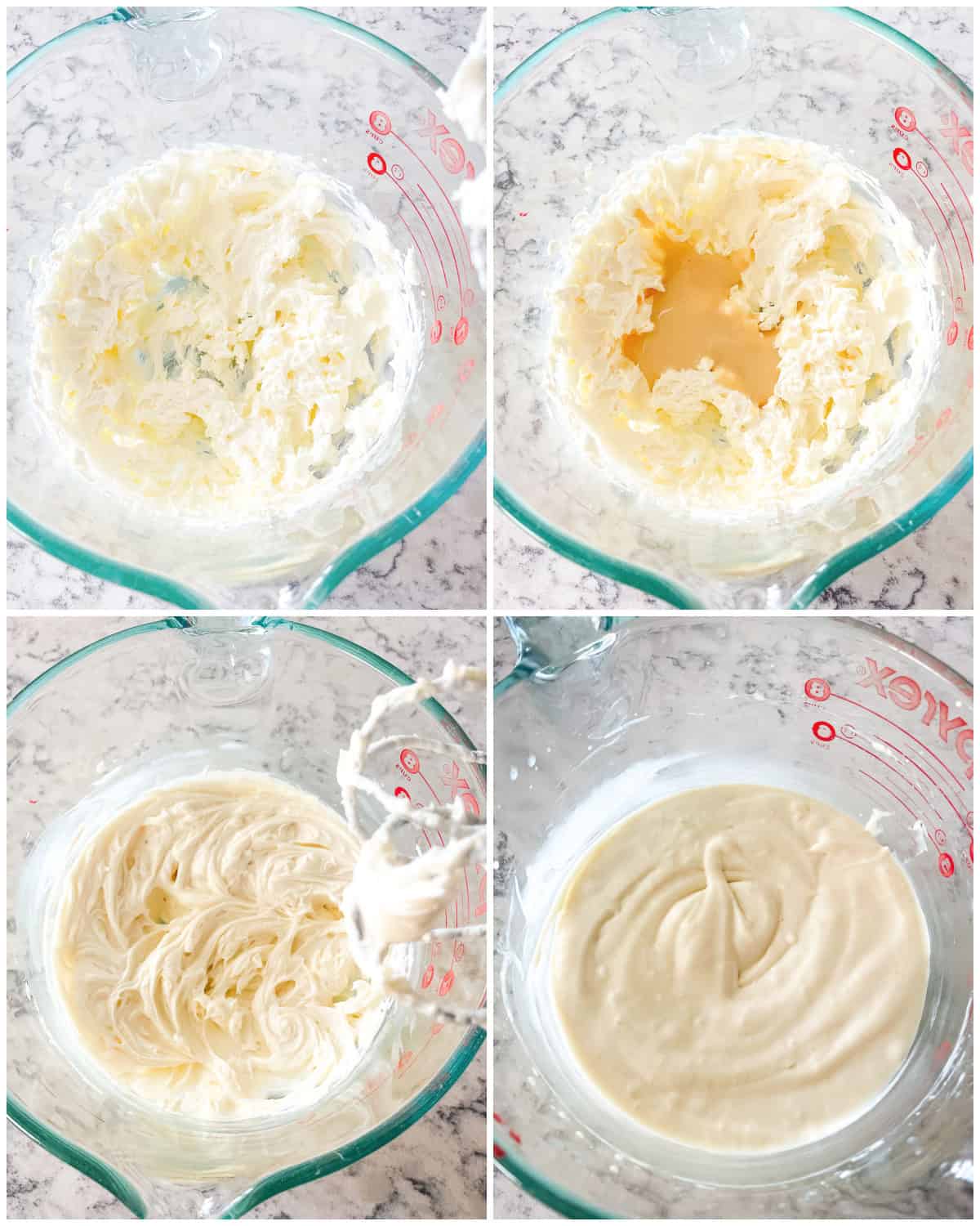 process shots - filling for sweetened condensed cheesecake recipe