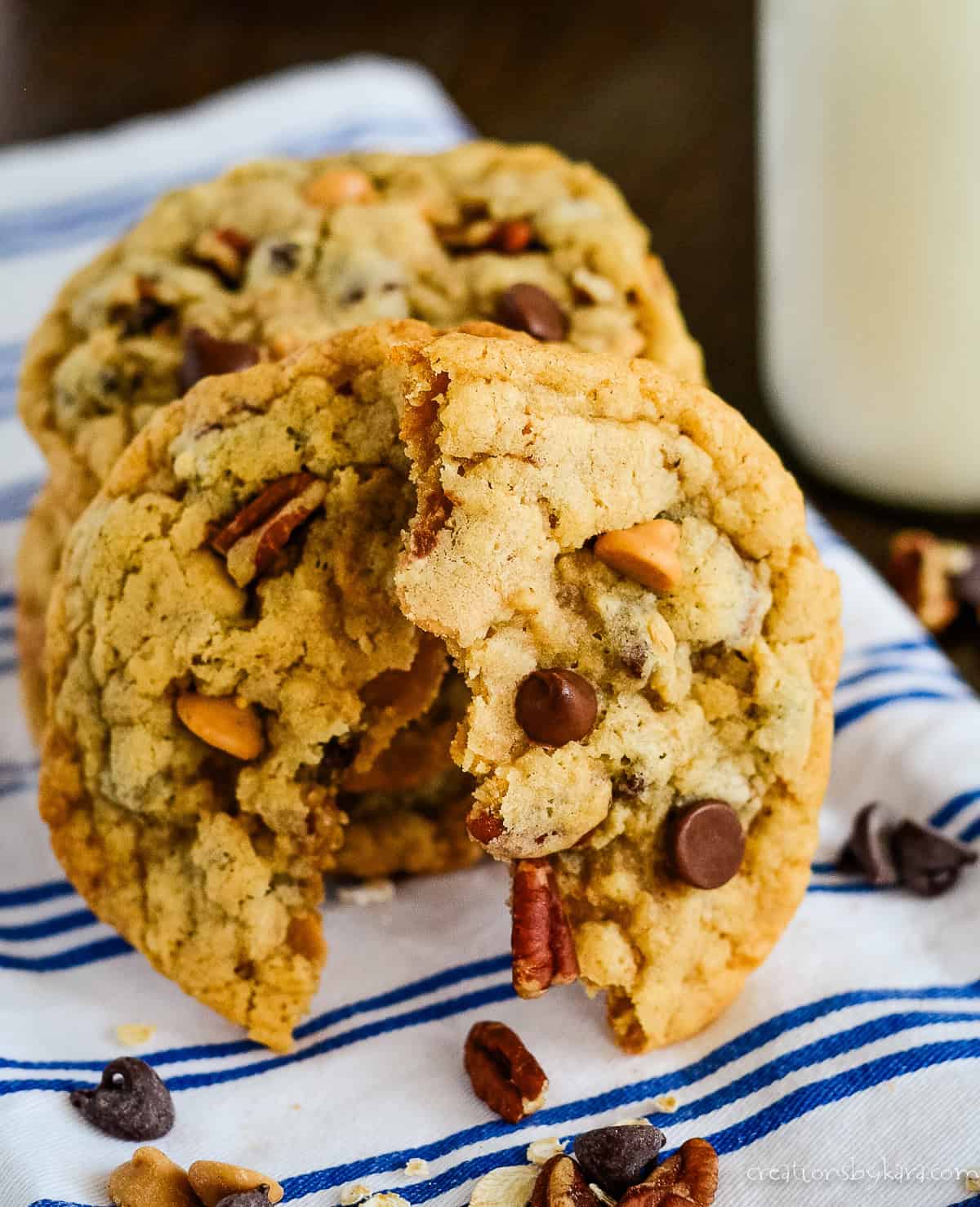large silo cookie broken in half