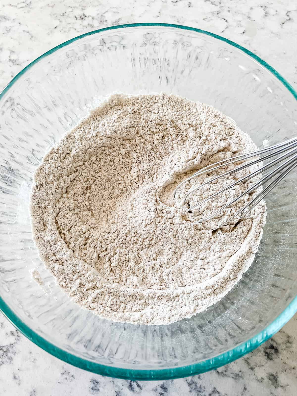 bowl of dry ingredients for pumpkin bread