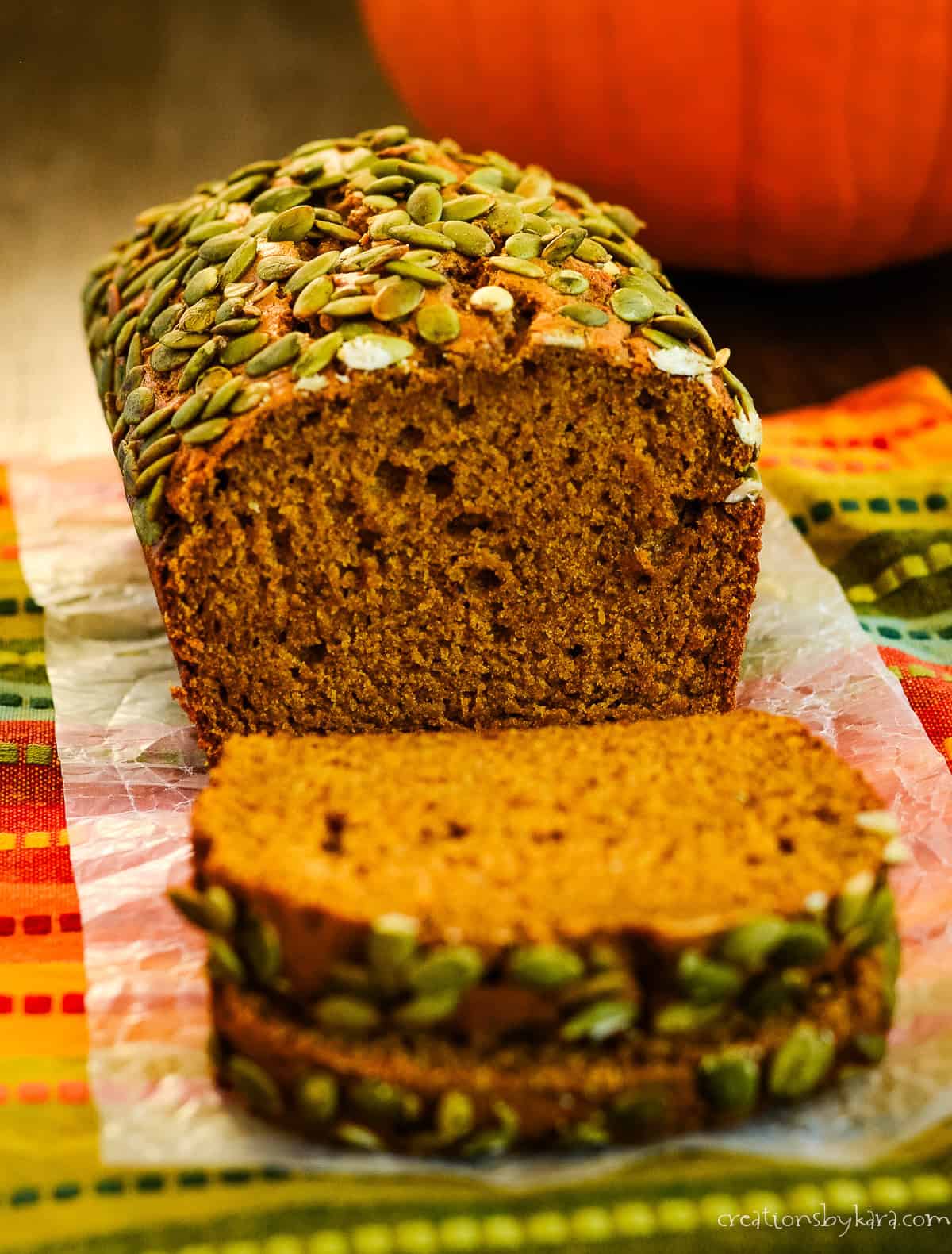 sliced loaf of starbucks pumpkin bread (copycat recipe)