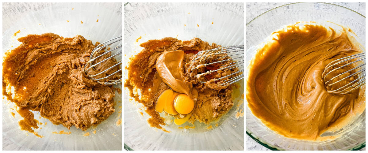 process shots- wet ingredients for peanut butter blondies