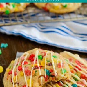 white chocolate fruity pebble cookie recipe collage